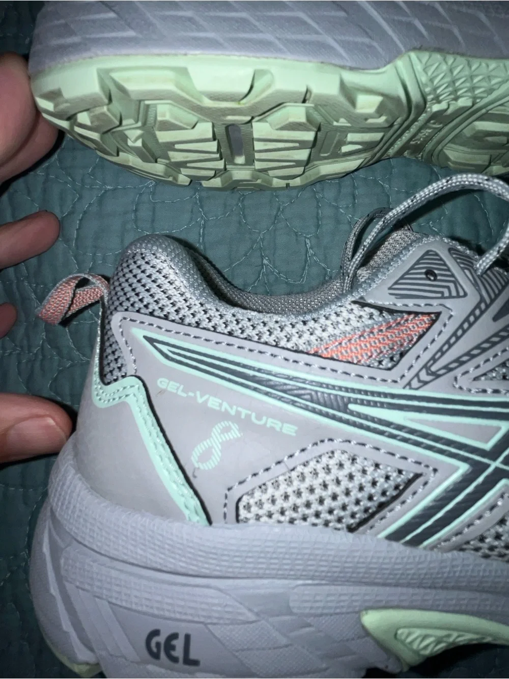 Asics Womens Gel Venture 8 1012B231 Gray/Teal Running Shoes Sneakers Size 9.5 W